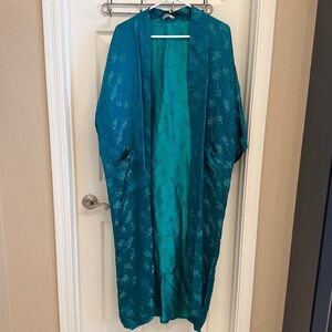 Silk Blend Teal Vintage Kimono Robe